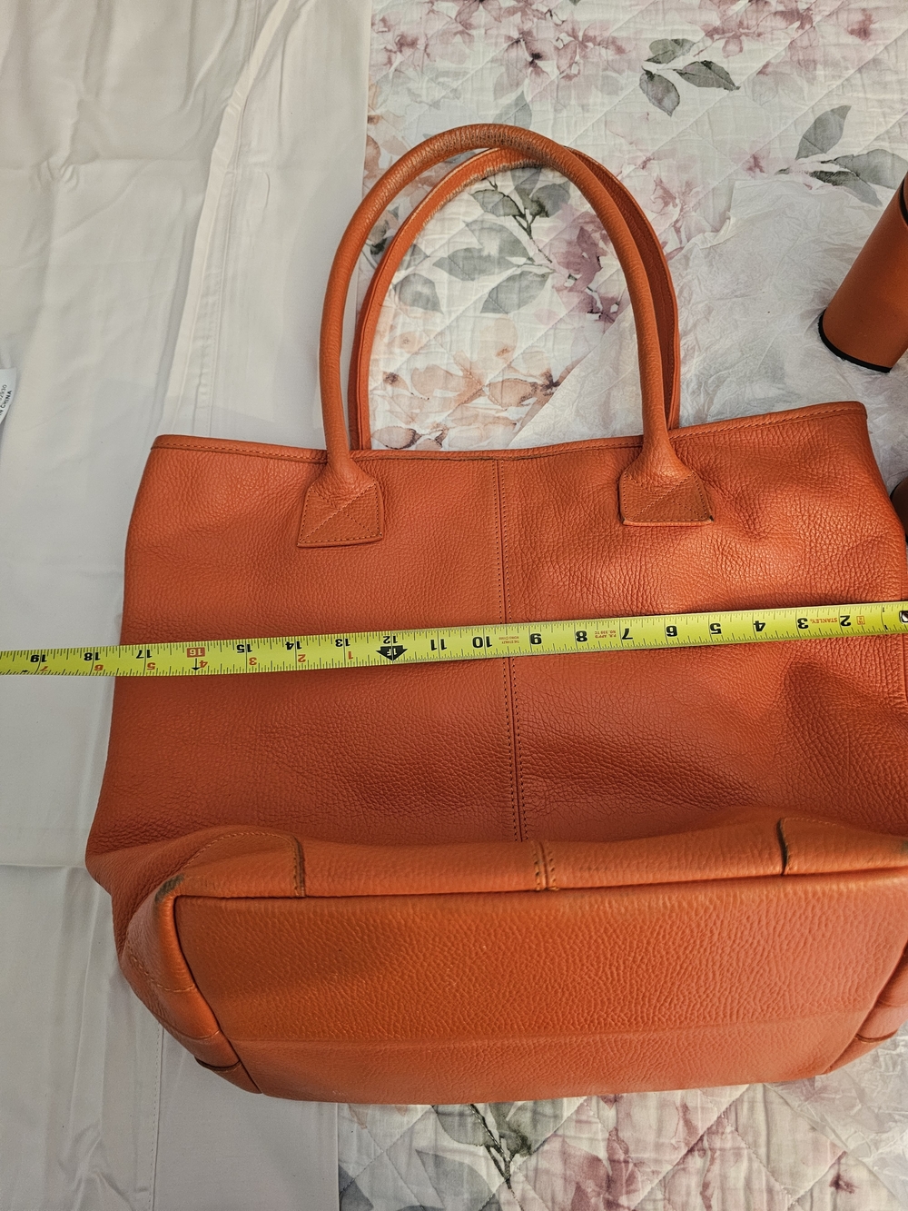 Orange Leather Tote Bag - Classic Carryall